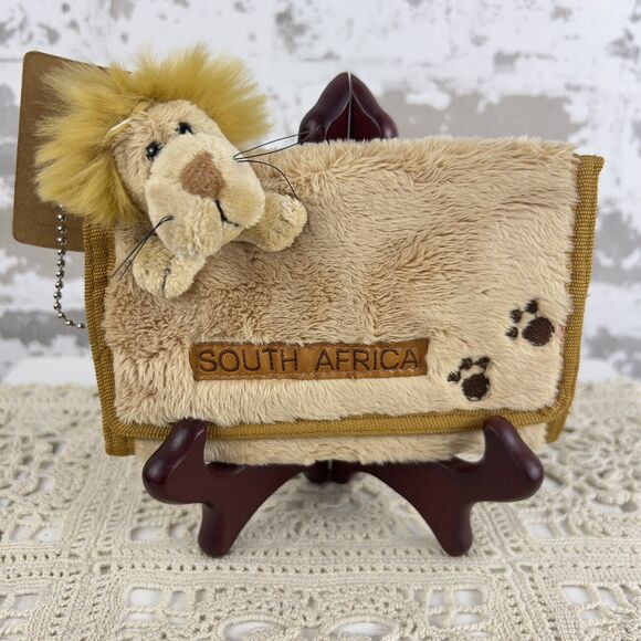 Born In Africa Wallet Plush Lion Tri Fold Stuffed Animal Head Purse Rare Find - Picture 1 of 12